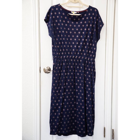 Boden "Odile" Jersey T-shirt Dress with Geometric Pattern and Pockets, size 12P - Picture 2 of 9